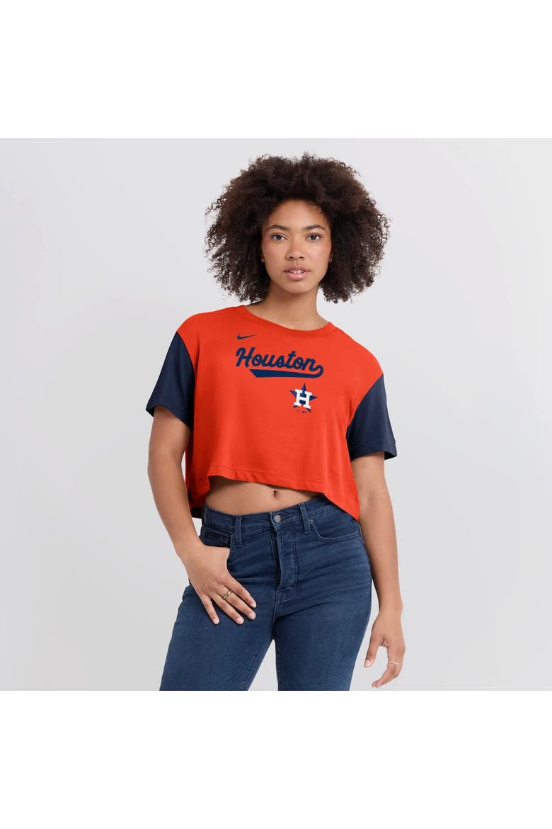 Women's Nike Orange/Navy Houston Astros Script Cropped Performance T-Shirt, Alternate, color, Orange