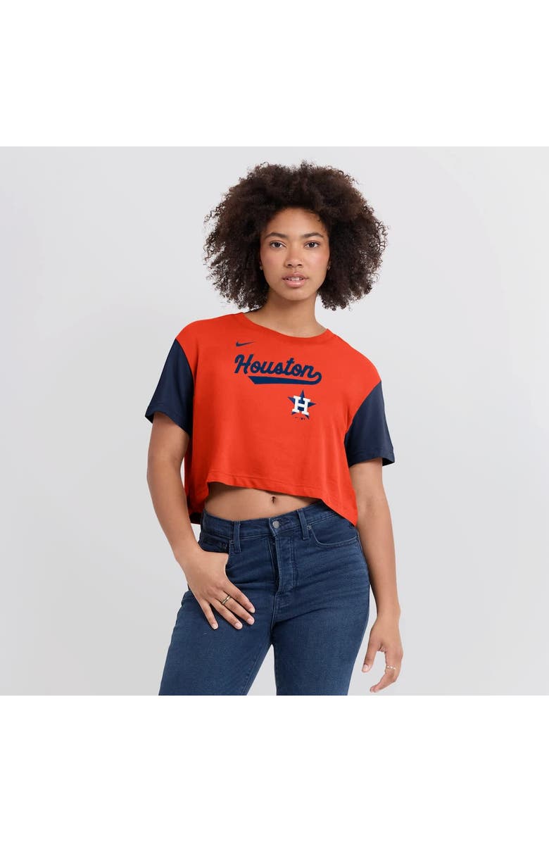 Nike Women's Nike Orange/Navy Houston Astros Script Cropped Performance T-Shirt, Alternate, color, Orange