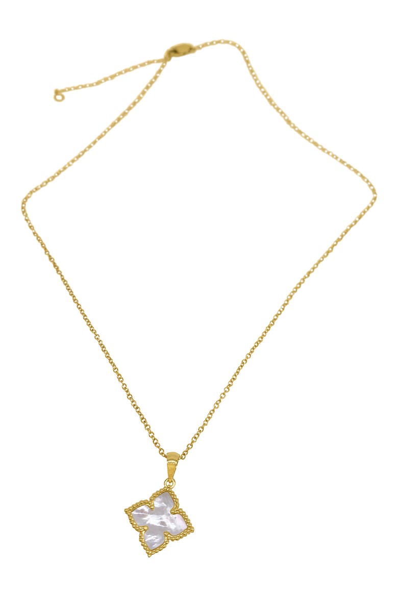 Mother of Pearl Flower Pendant Necklace, Alternate, color, YELLOW