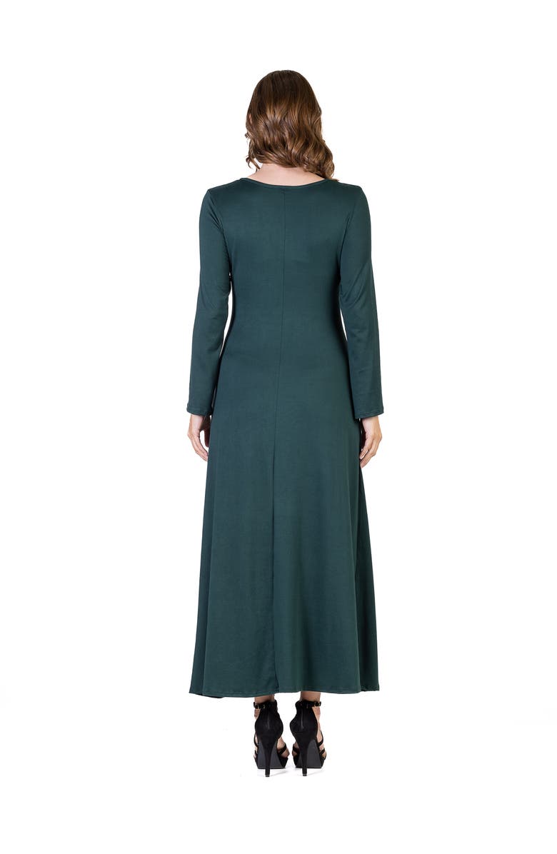 24seven Comfort Apparel Womens Long Sleeve Maxi Dress, Alternate, color, Forest