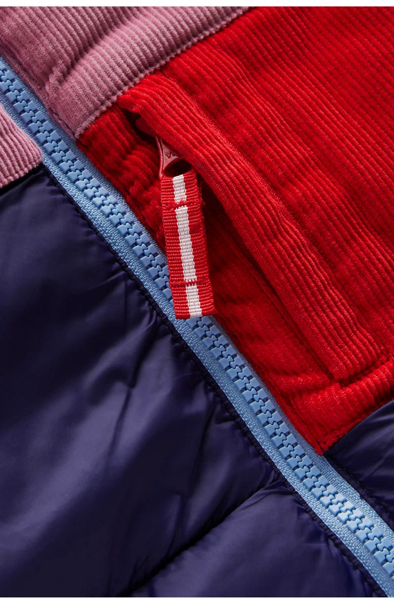 Mini Boden Kids' Cozy Corduroy Puffer Jacket, Alternate, color, Metallic Colourblock