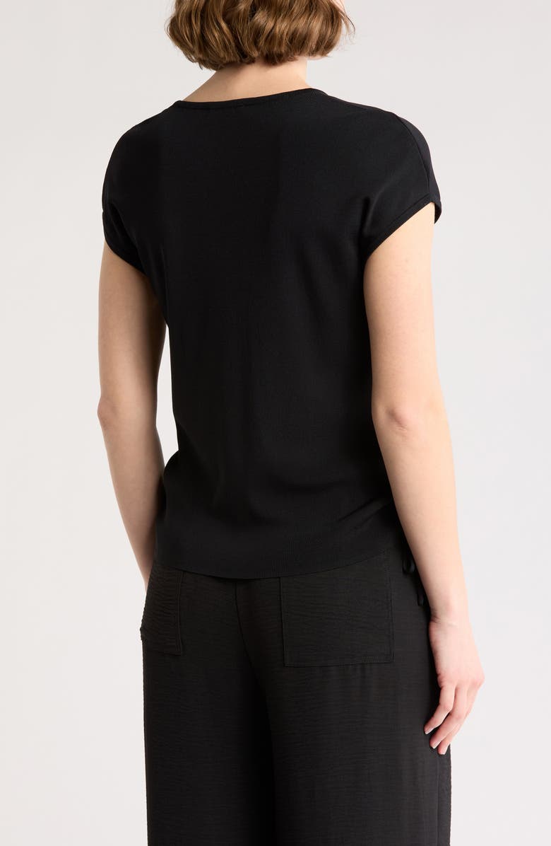 Adrianna Papell V-Neck Cap Sleeve Side Tie Top, Alternate, color, Black