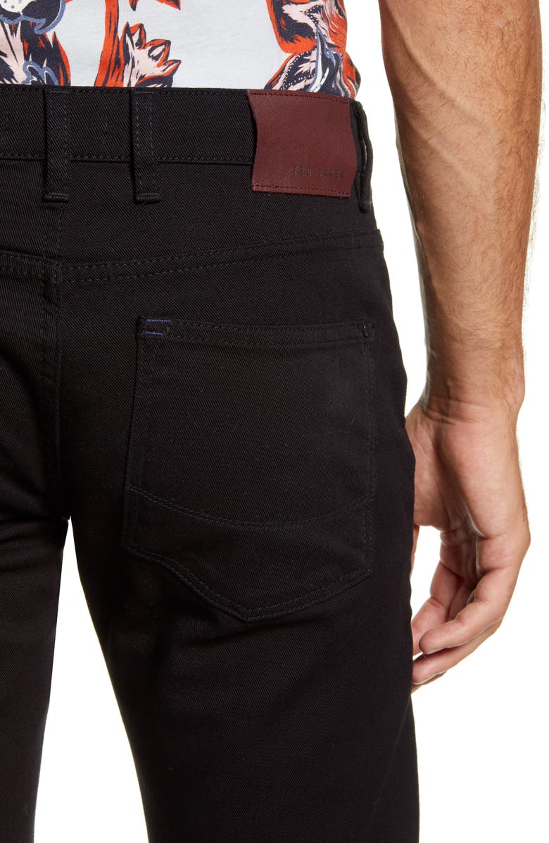 Ted Baker London Straight Fit Black Jeans, Alternate, color,