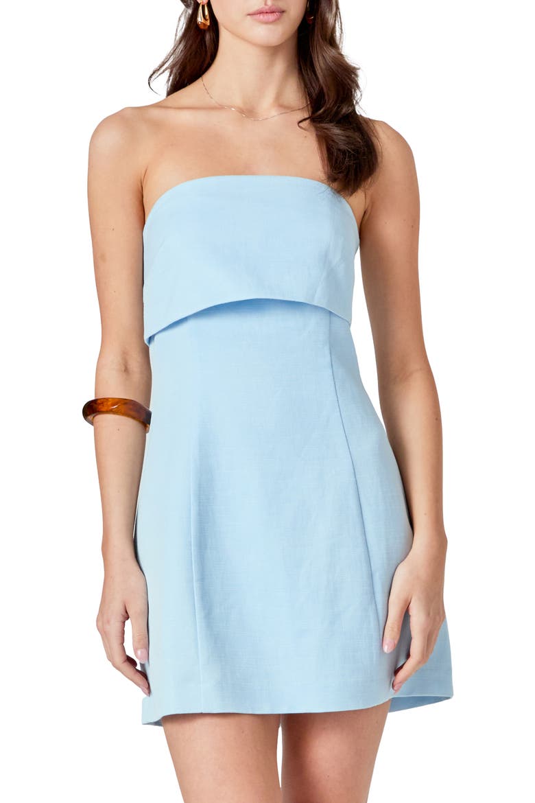 Strapless Minidress, Alternate, color, OCEAN BLUE