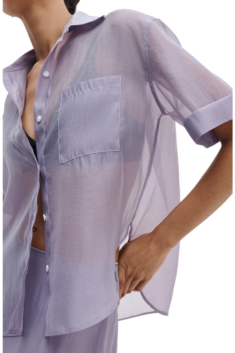 Connie Organza Button-Up Shirt, Alternate, color, LILAC