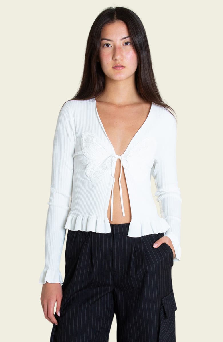 Find Me Now Butterfly Cardigan, Alternate, color, White