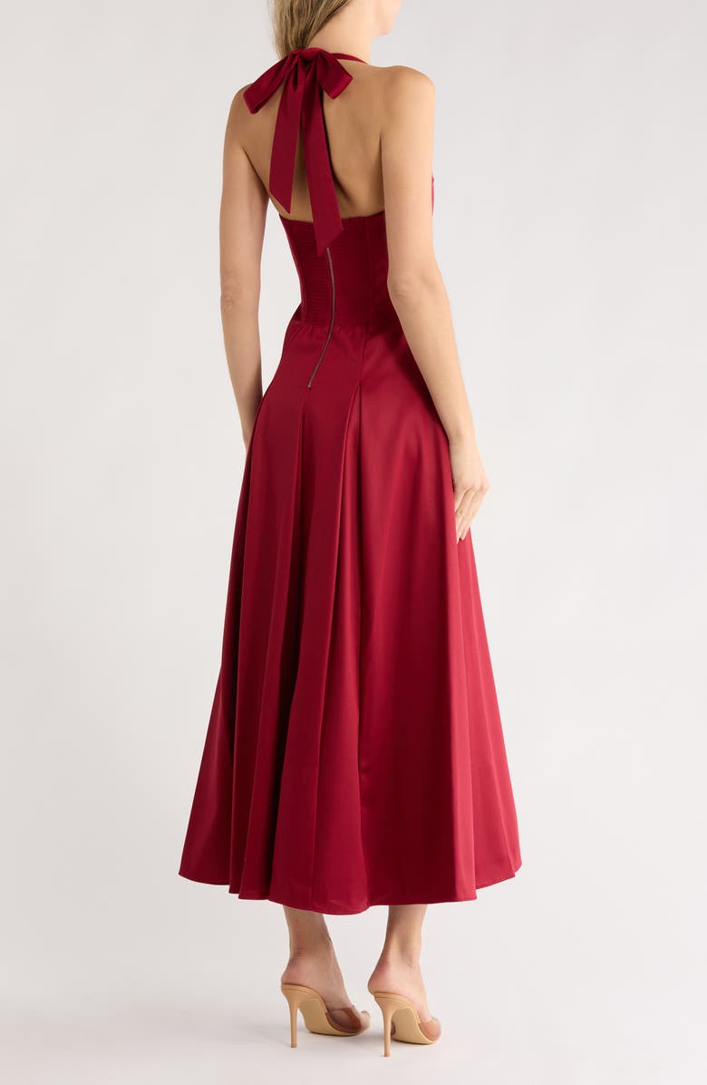 Alice + Olivia Isabelle Halter Tie Fit & Flare Dress, Alternate, color, Dark Cherry