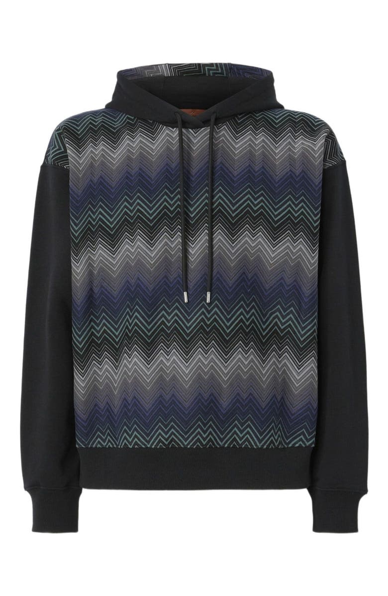 Missoni Hoodie With Zigzag Insert, Alternate, color, Black