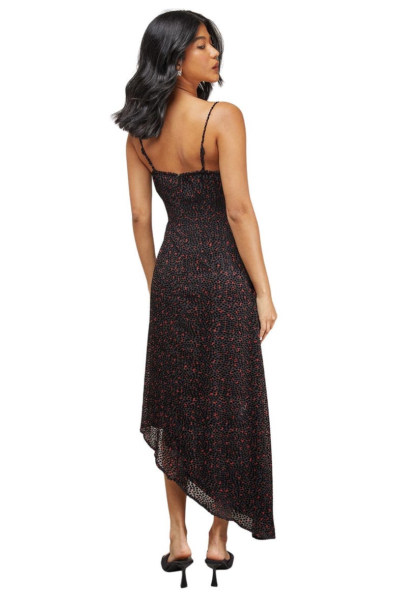 Spot Devore Cowl Neck Maxi Dress, Alternate, color, Red