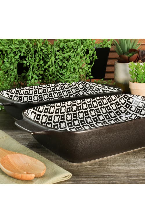 Bia Cordon Bleu Set Of 2 Black Sand Geo Rectangular Baking Dishes In Black