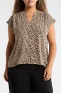 NORDSTROM RACK Growover Print Shirred V-Neck Top