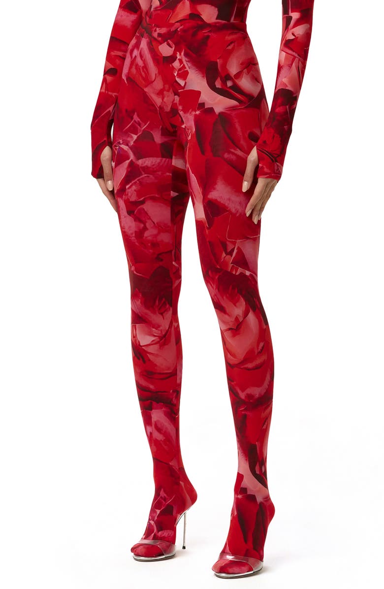 Naked Wardrobe Bare Body Printed Closed Toe Leggings, Alternate, color, Rouge Rose