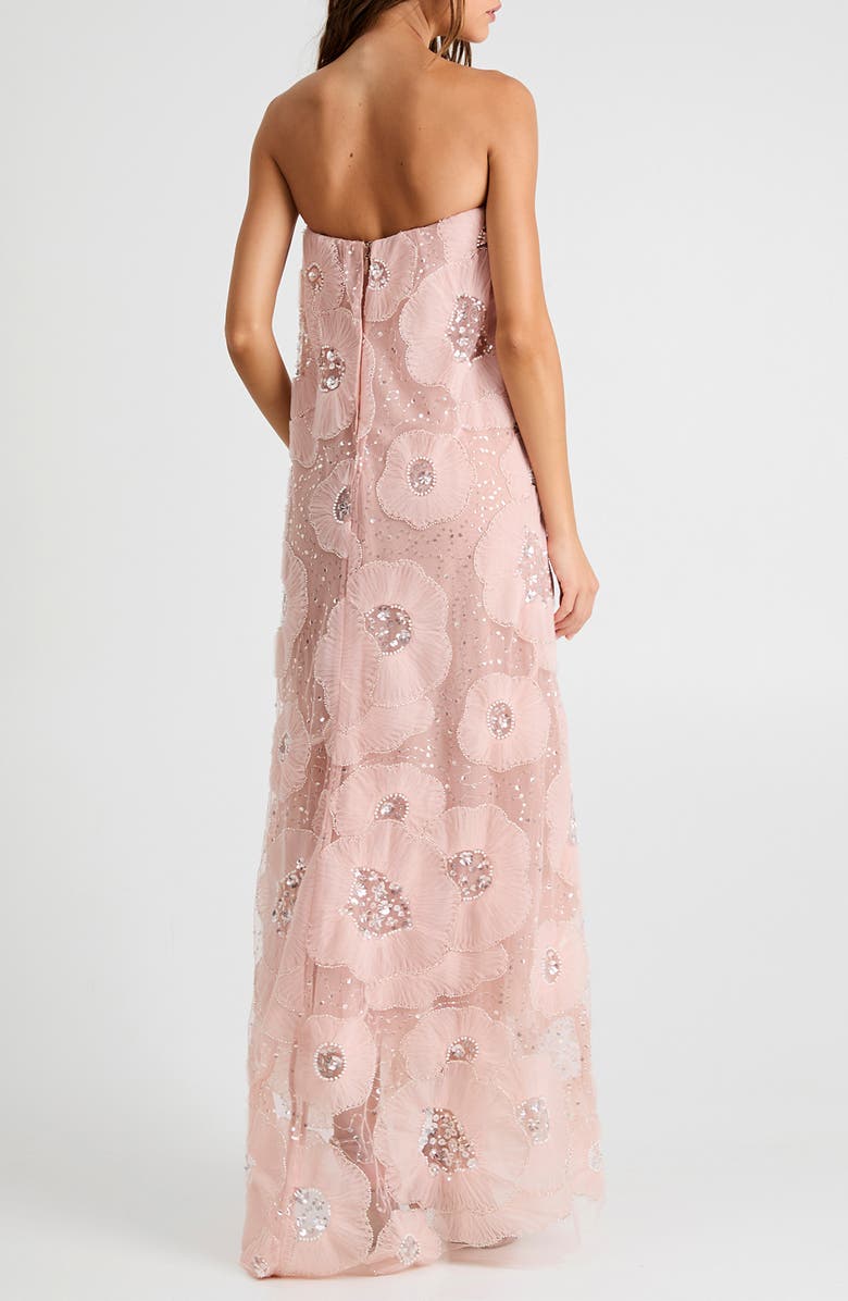 HELSI Margot Bead & Appliqué Strapless Mesh Gown, Alternate, color, Pink Pearl
