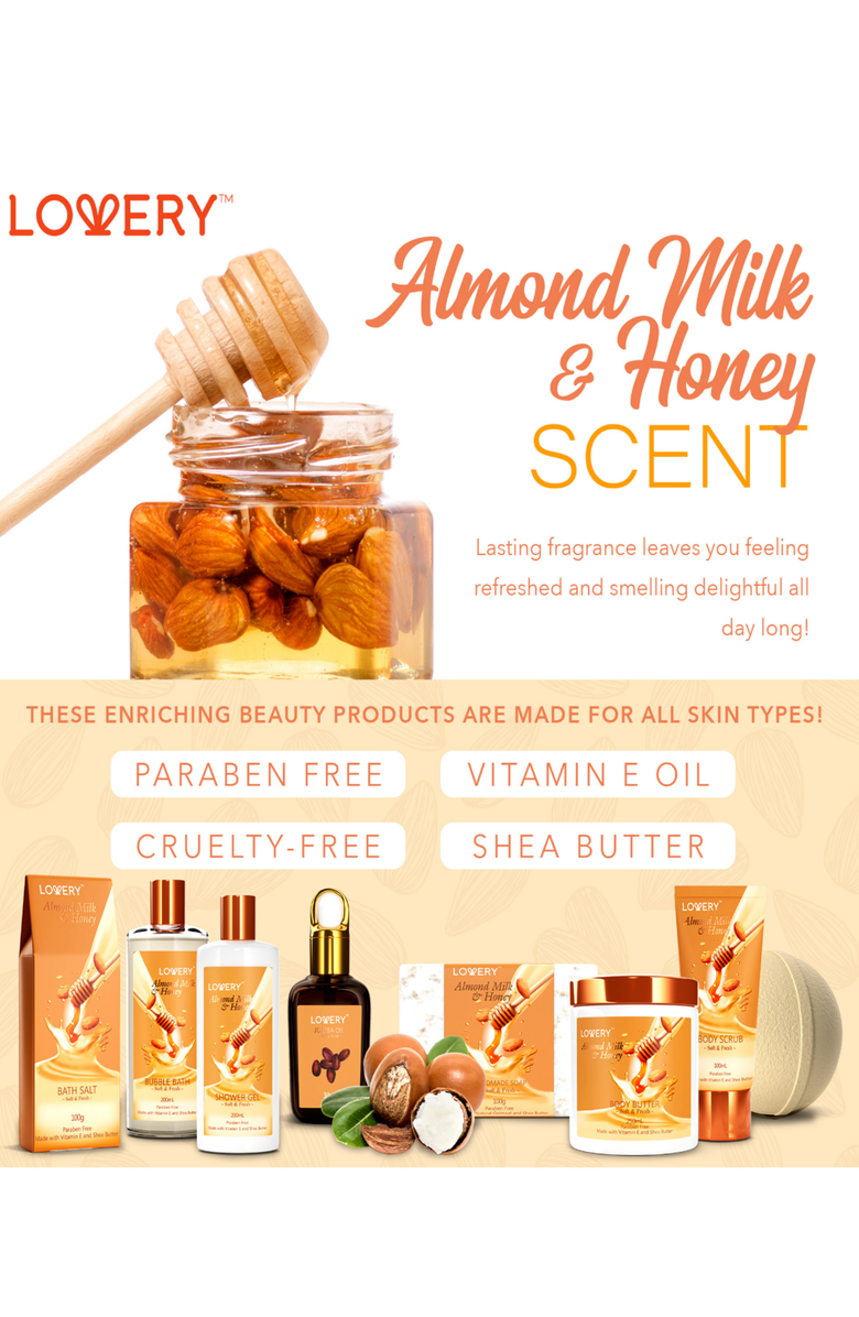 Lovery Almond Milk & Honey Spa Gift Set - With Handmade Oatmeal Soap & More, Alternate, color, 