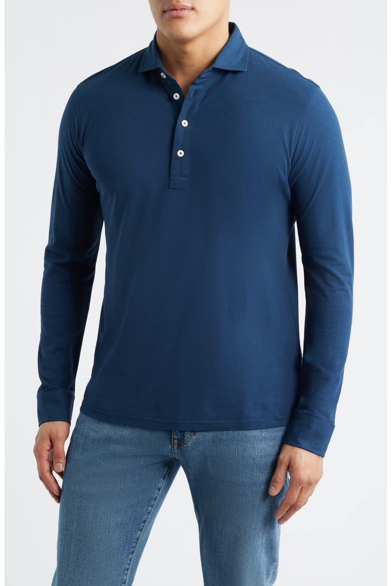 Crown Crafted Cool Long Sleeve Polo, Main, color, NAVY