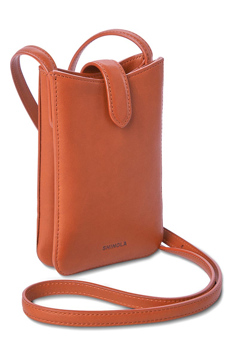 Shinola Bixby Leather Phone Crossbody Bag, Alternate, color, Rust