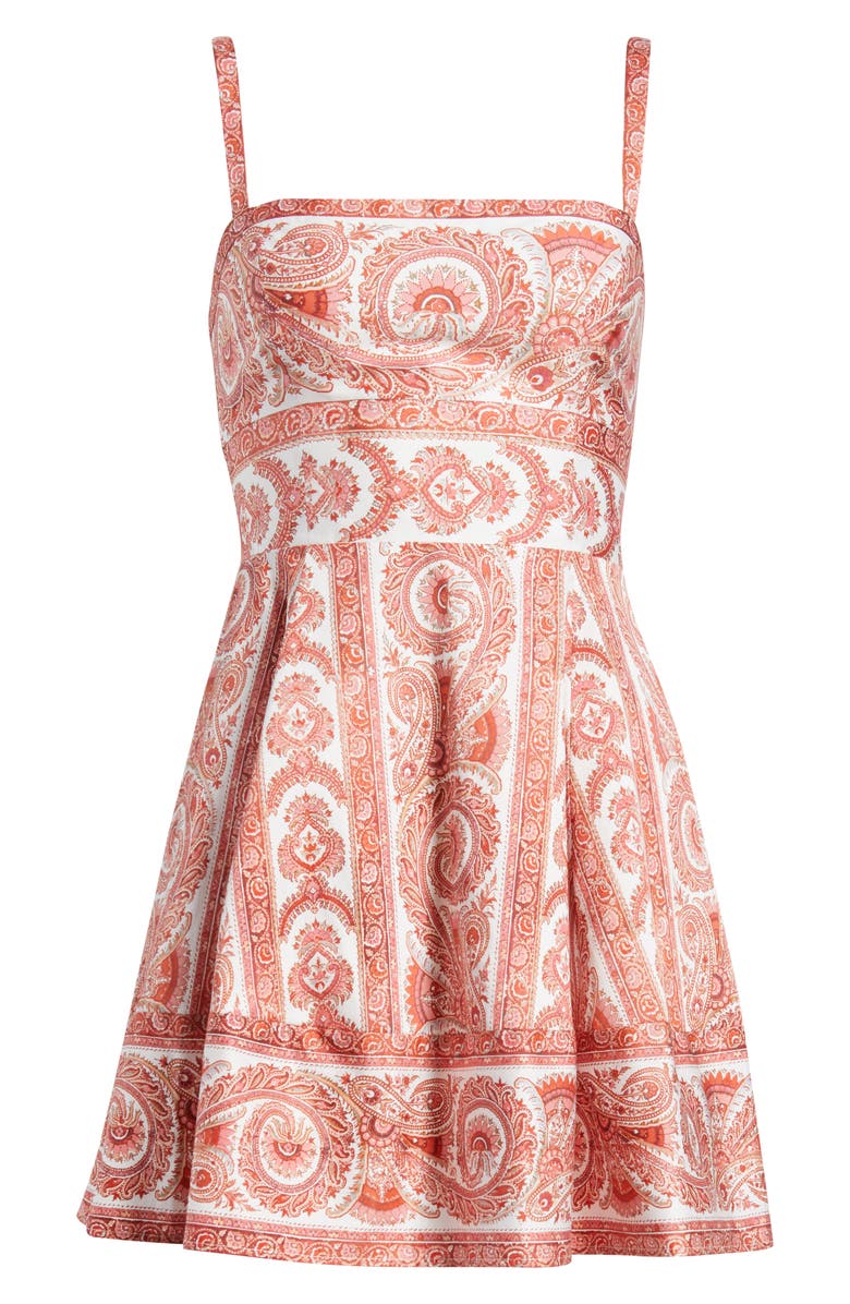 Hill House Home The Margot Paisley Fit & Flare Minidress, Alternate, color, Corsica Paisley Coral