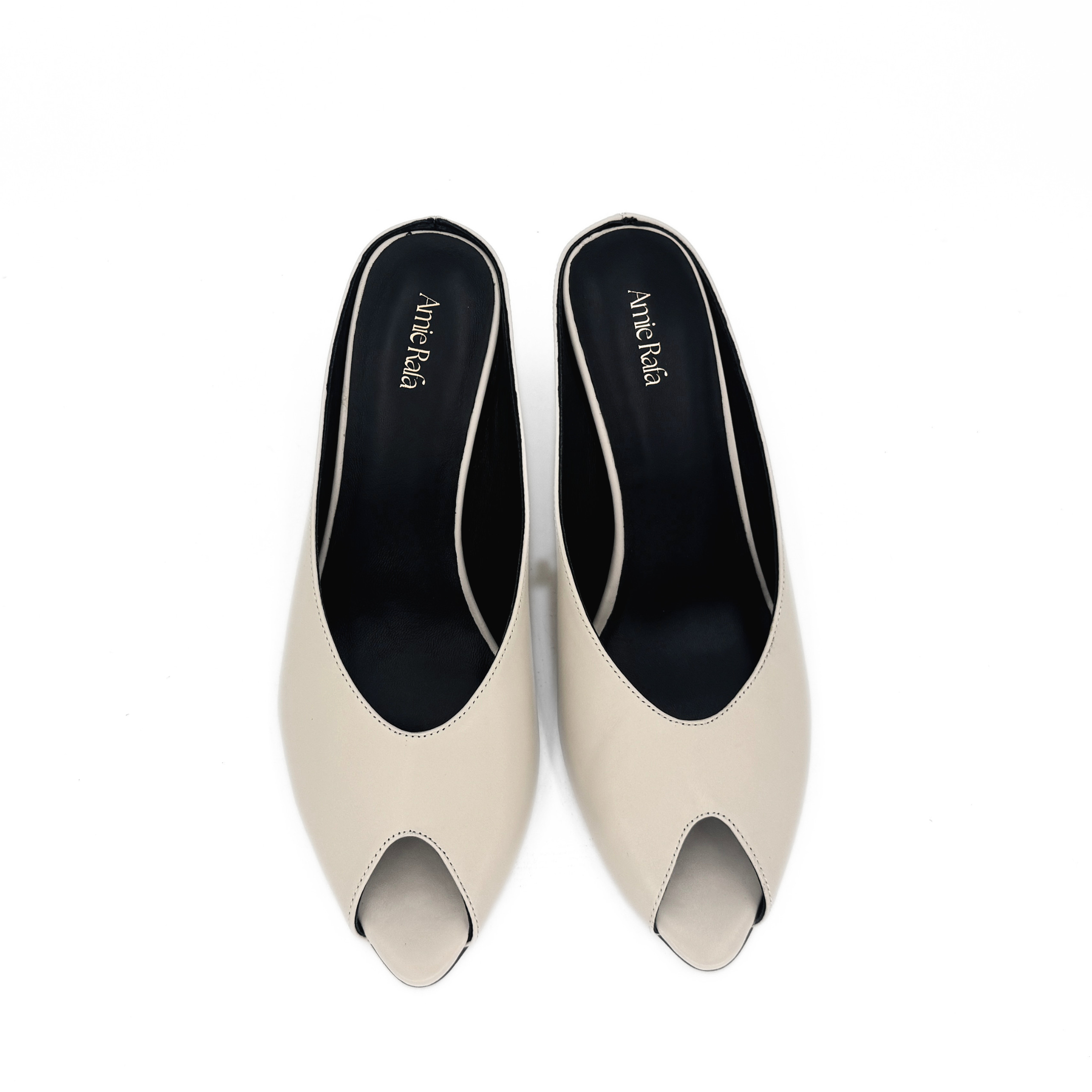 Audrey II Peeptoe Leather Mule, Alternate, color, Bone