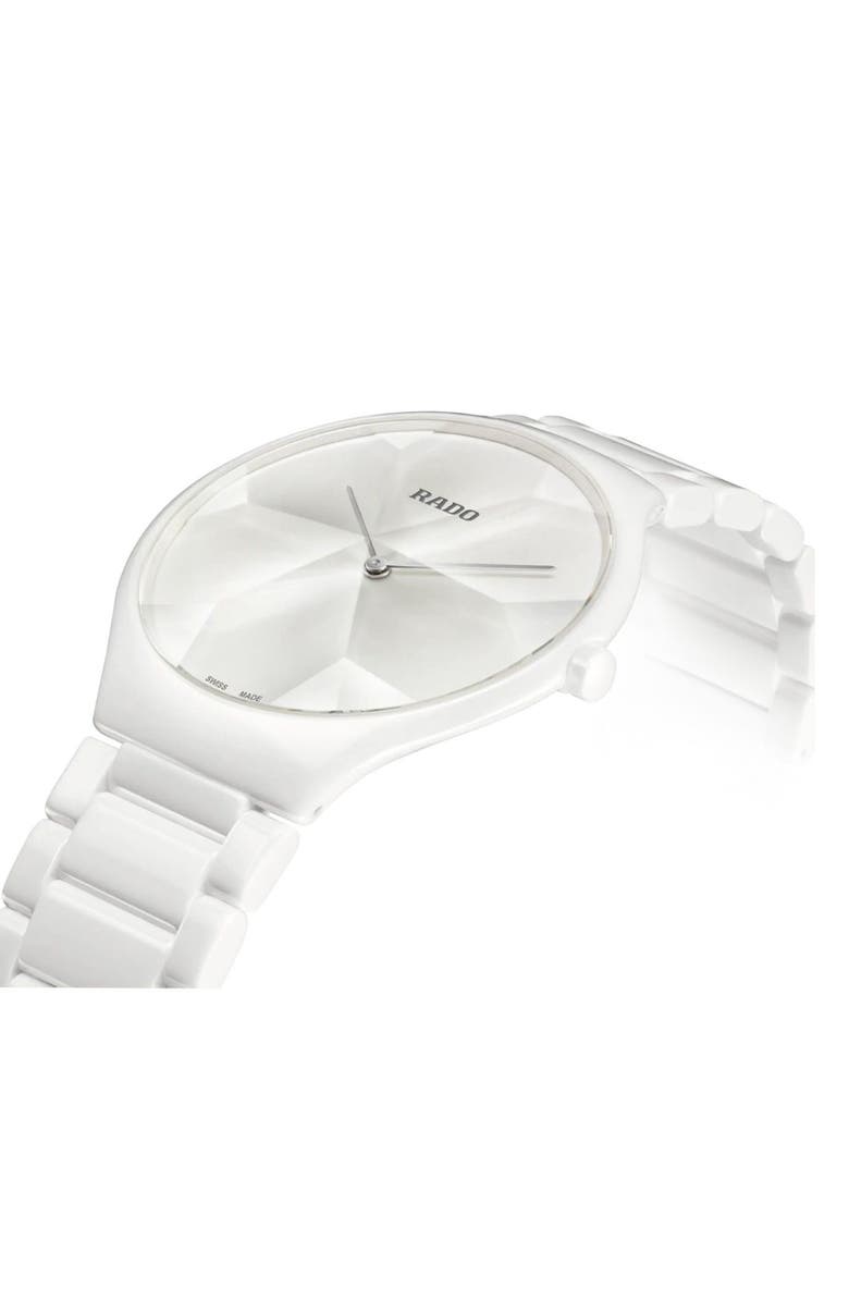 RADO True Thinline x Great Gardens of the World Ceramic Bracelet Watch, 39mm, Alternate, color, 