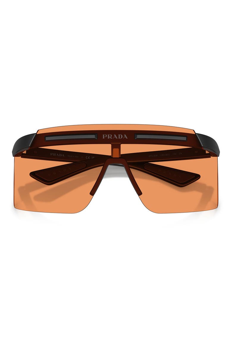 140mm Rectangular Shield Sunglasses, Alternate, color, MATTE BLACK / ORANGE