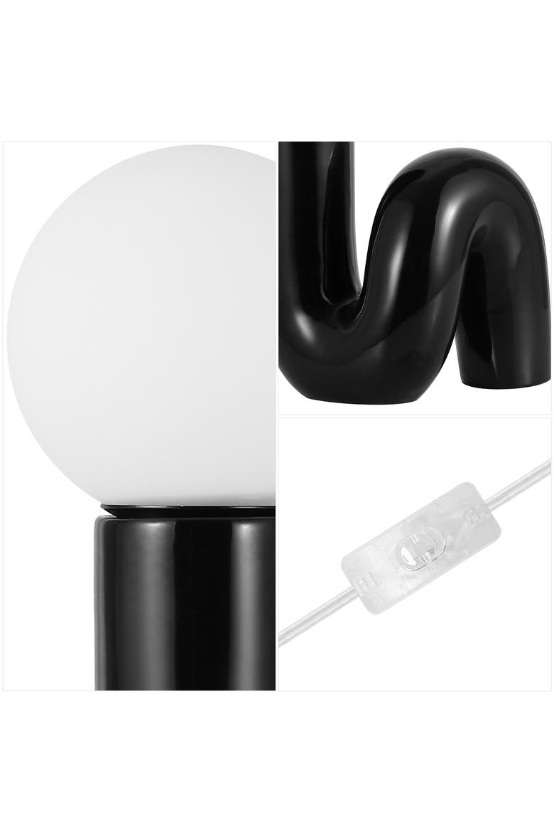 Katya 18" Scandinavian Minimalist Ceramic Spiral Tube LED Table Lamp, Alternate, color, Black