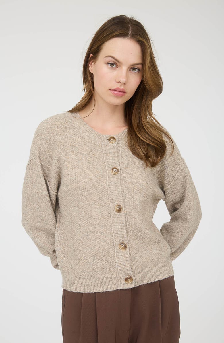 Blu Pepper Crewneck Button Down Cardigan, Alternate, color, Khaki