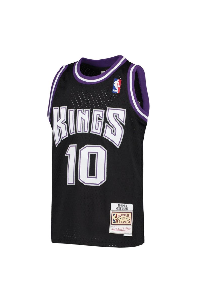 Mitchell & Ness Youth Mitchell & Ness Mike Bibby Black Sacramento Kings 2001-02 Hardwood Classics Swingman Jersey, Alternate, color,