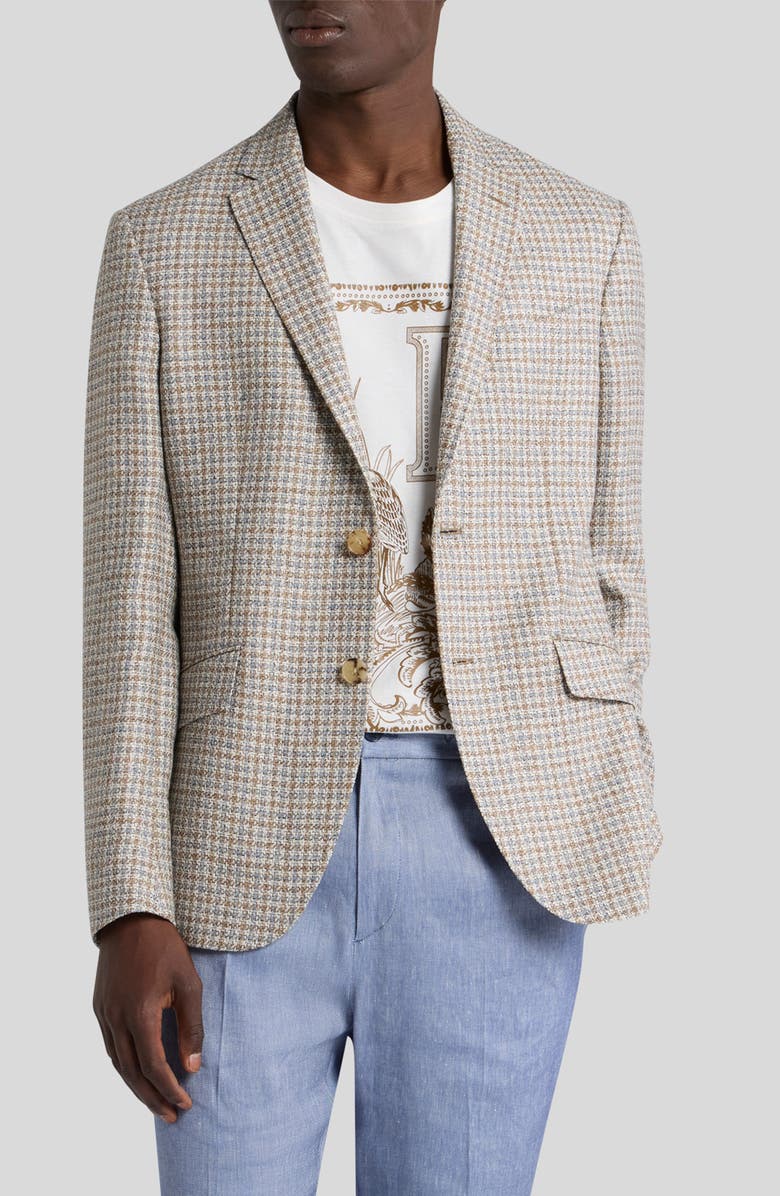 Etro Roma Check Wool 
Silk Blend Sport Coat, Main, color, Var. Multicolor F.do Bianco