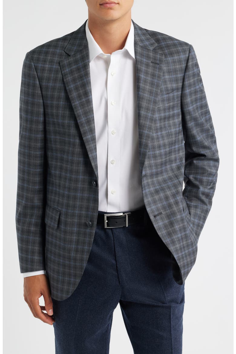 Flynn Classic Fit Charcoal Grey Shadow Check Wool Sport Coat, Main, color, CHARCOAL