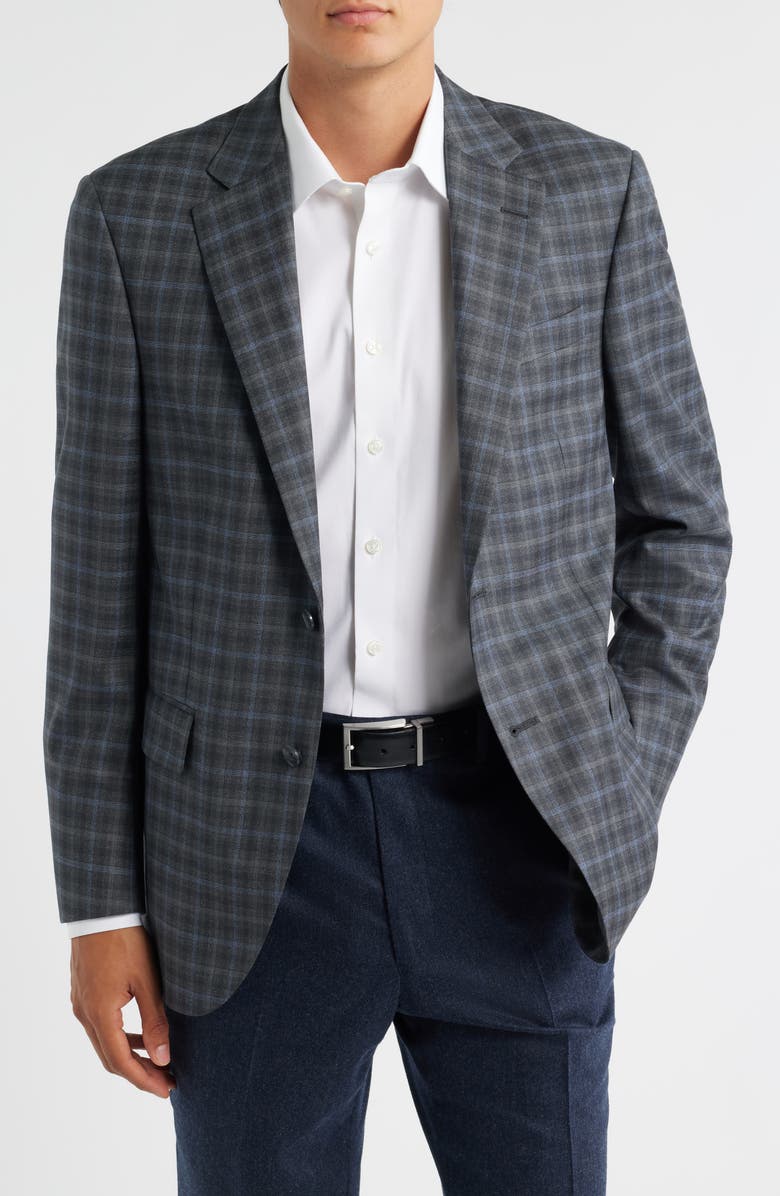 Peter Millar Flynn Classic Fit Charcoal Grey Shadow Check Wool Sport Coat, Main, color, Charcoal