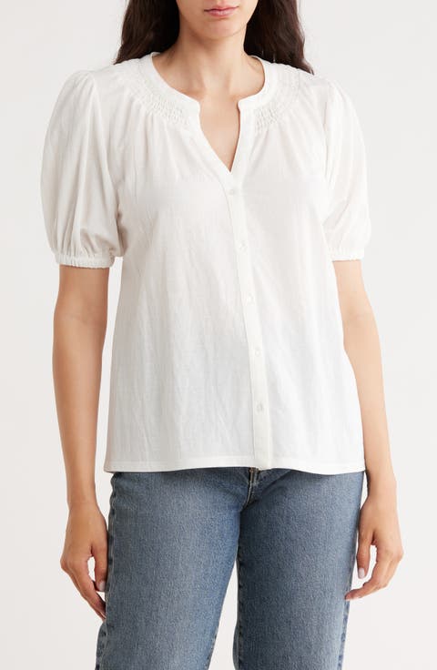 Short Sleeve Piqué Knit Button-Up Shirt