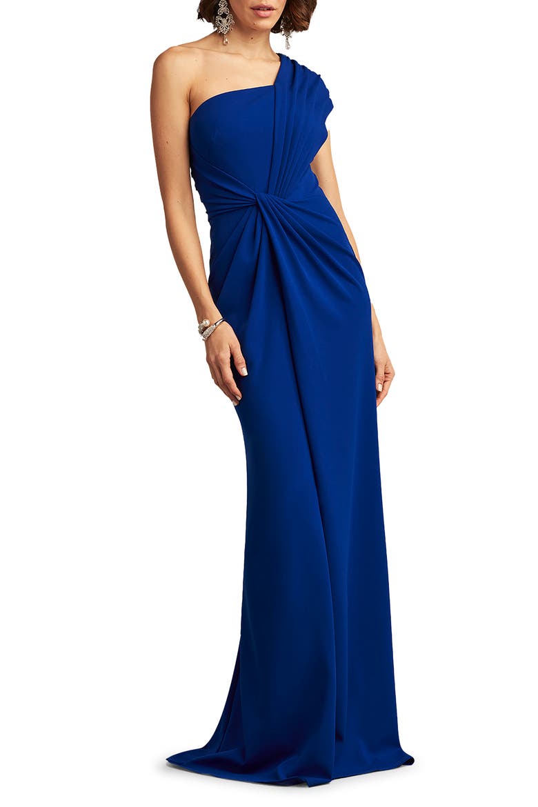 Knotted One-Shoulder Evening Gown, Alternate, color, MYSTIC BLUE