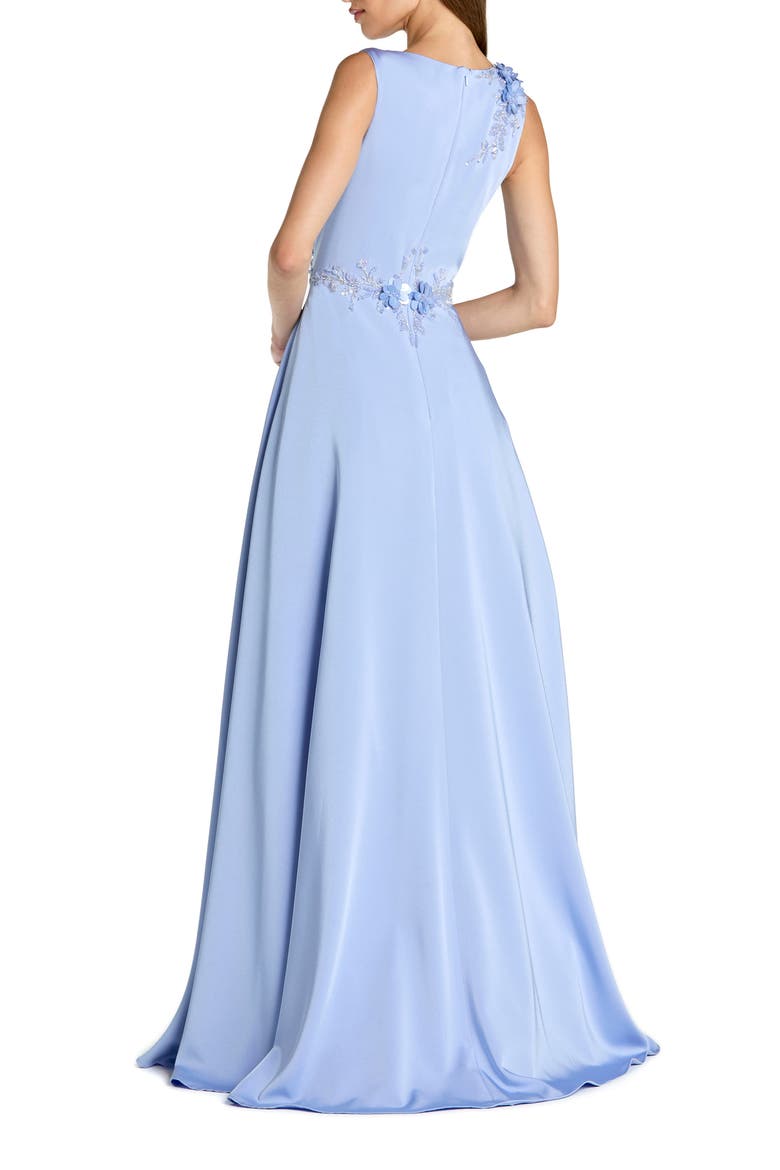 Floral Applique Sleeveless A Line Gown, Alternate, color, Powder Blue