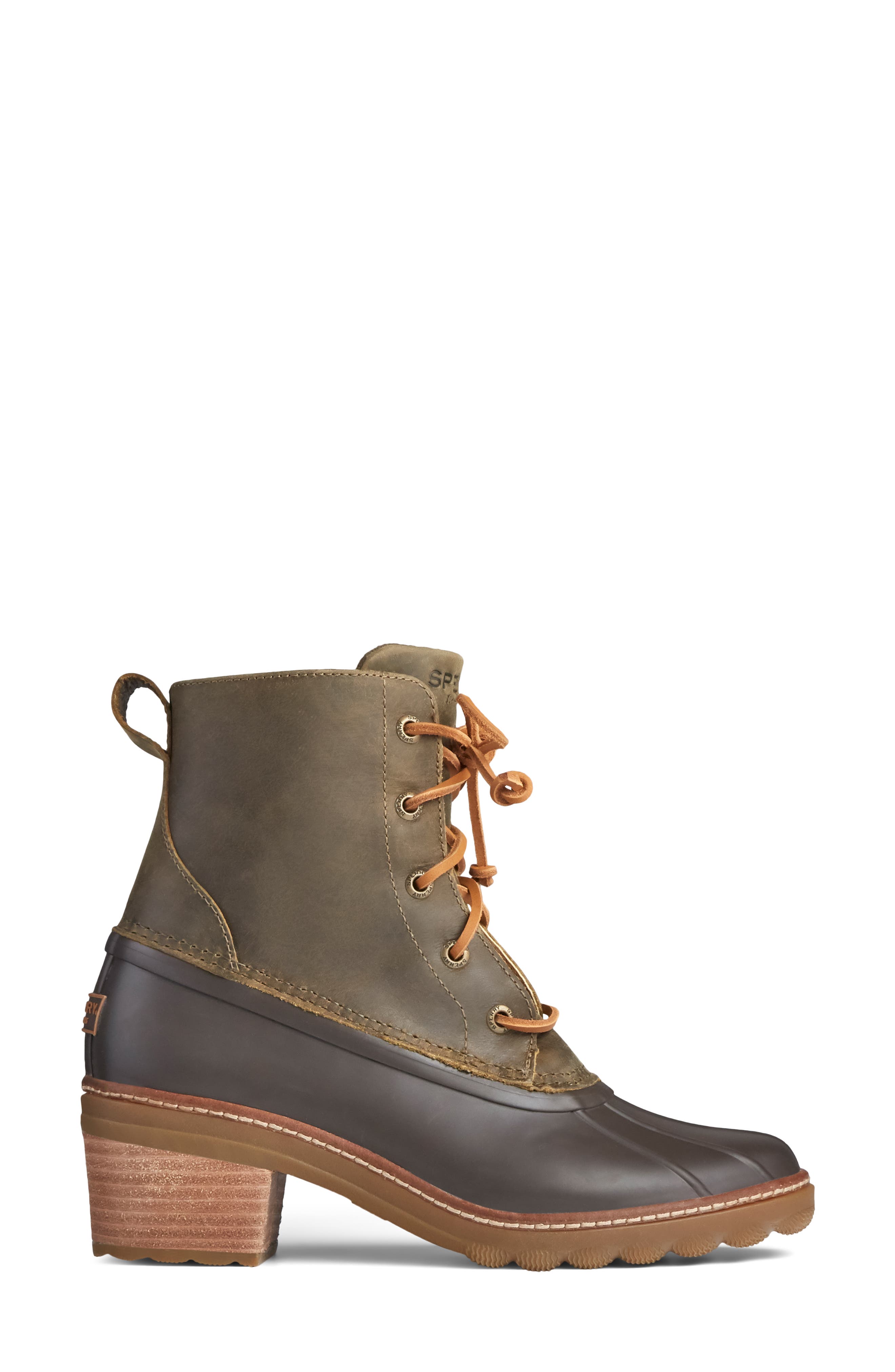 Saltwater Duck Bootie, Alternate, color, OLIVE LEATHER