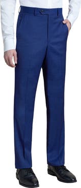 Santorelli Flat Front Stretch Wool Dress Pants