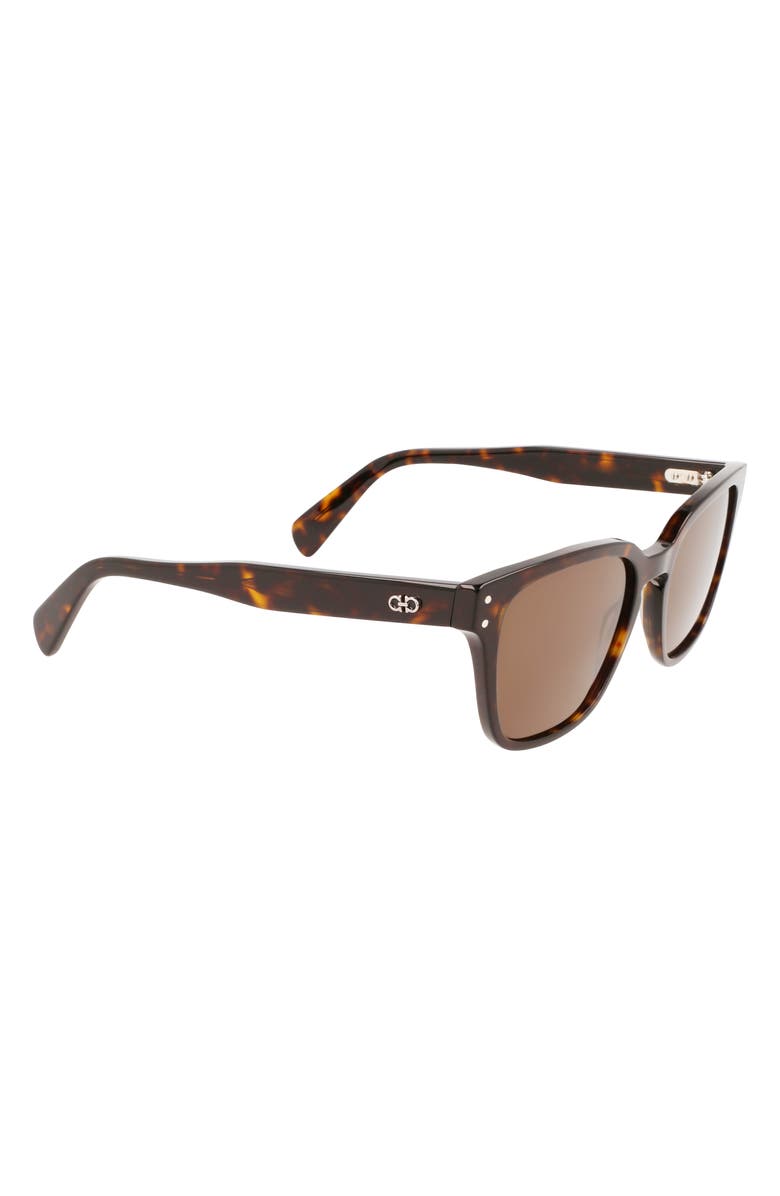 FERRAGAMO Gancini 55mm Rectangular Sunglasses, Alternate, color, Tortoise