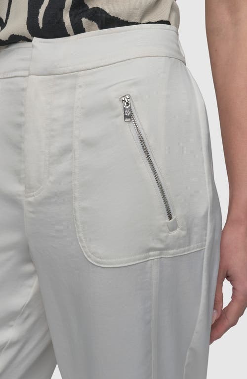 Dkny Zip Pocket Satin Pants In Ivory