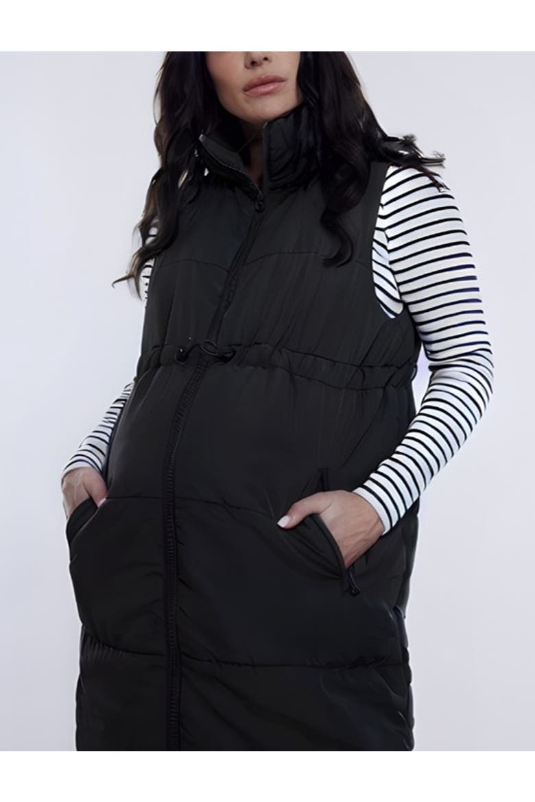 Woven Full-Zip Sleeveless Quilted Puffer Vest, Alternate, color, Black