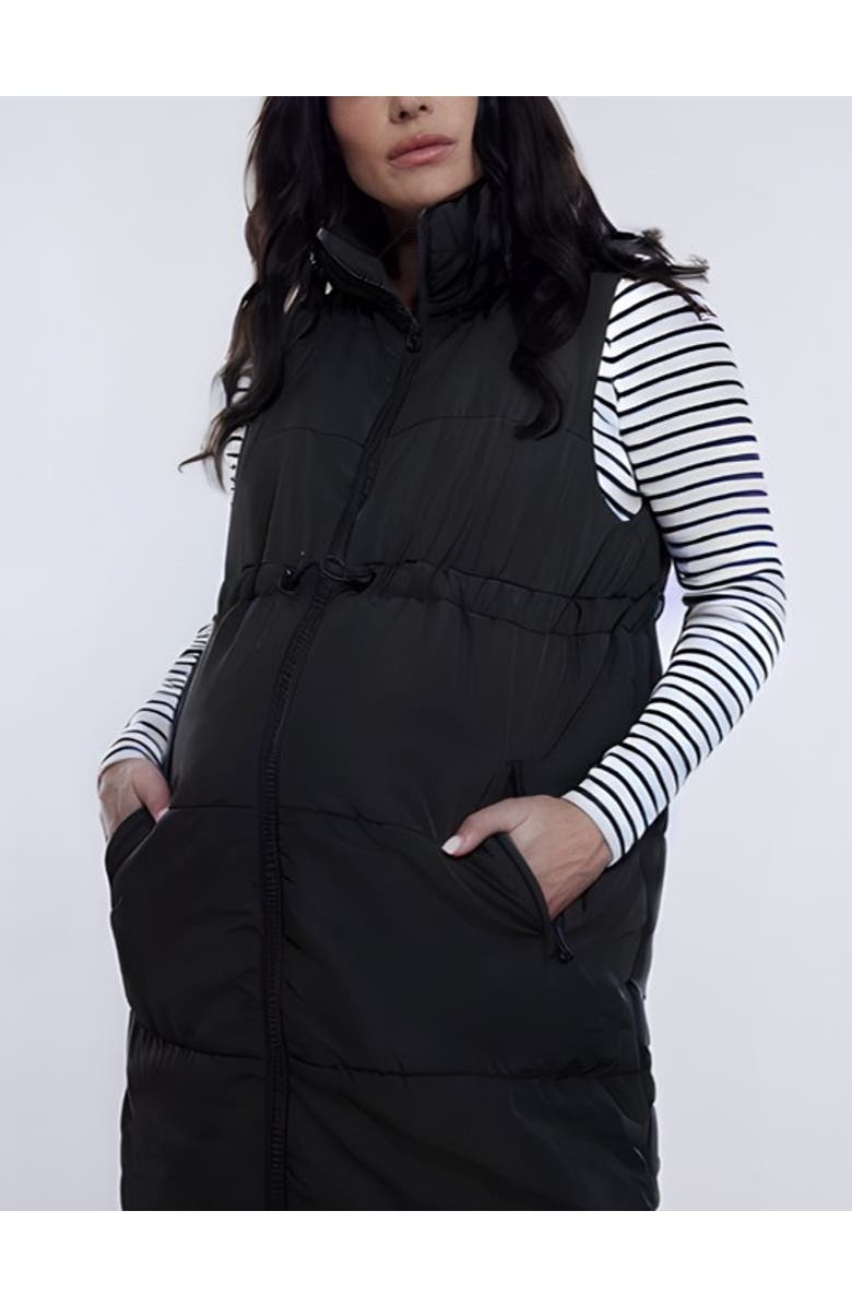 MOTHERHOOD MATERNITY Woven Full-Zip Sleeveless Quilted Puffer Vest, Alternate, color, Black