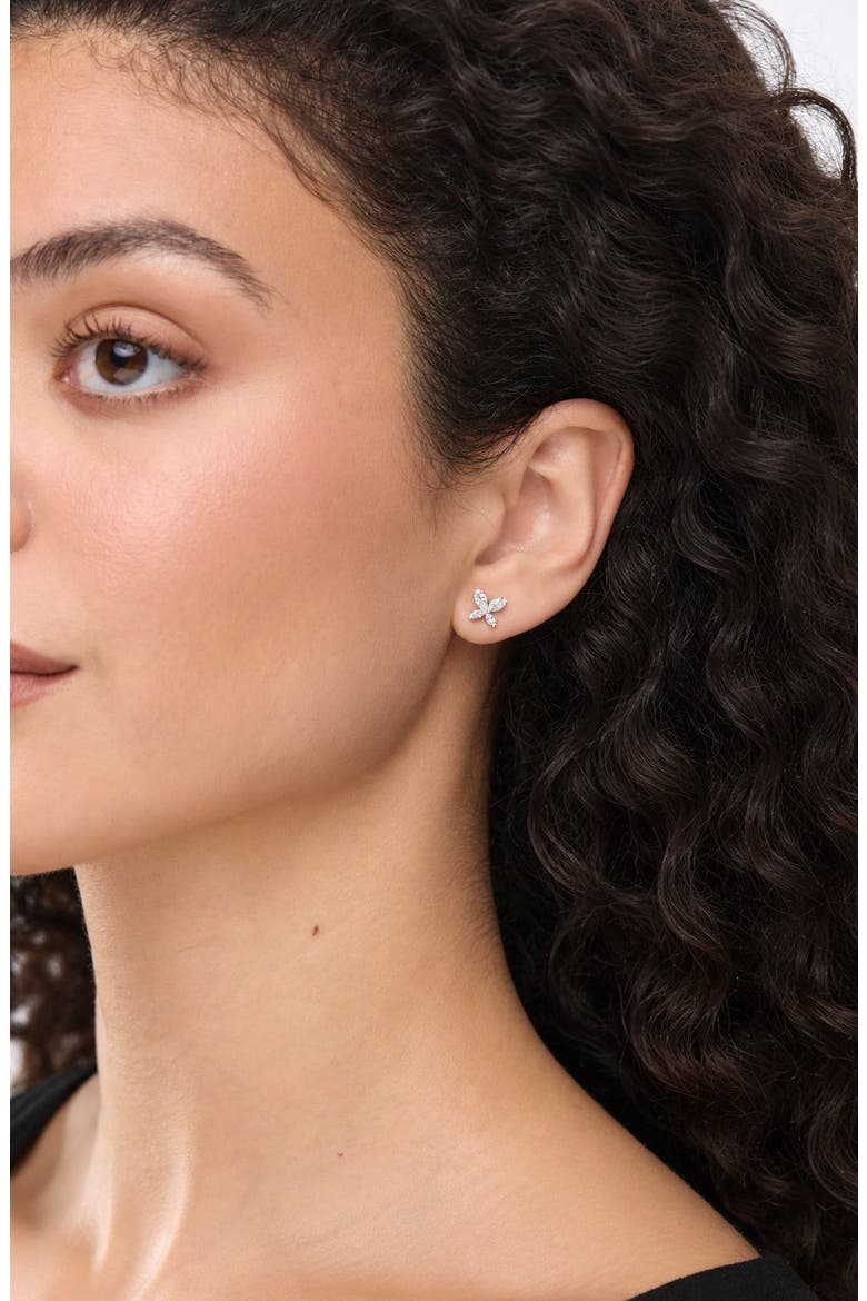 Icon 18k Gold Diamond Butterfly Stud Earrings, Alternate, color, 18K WHITE GOLD