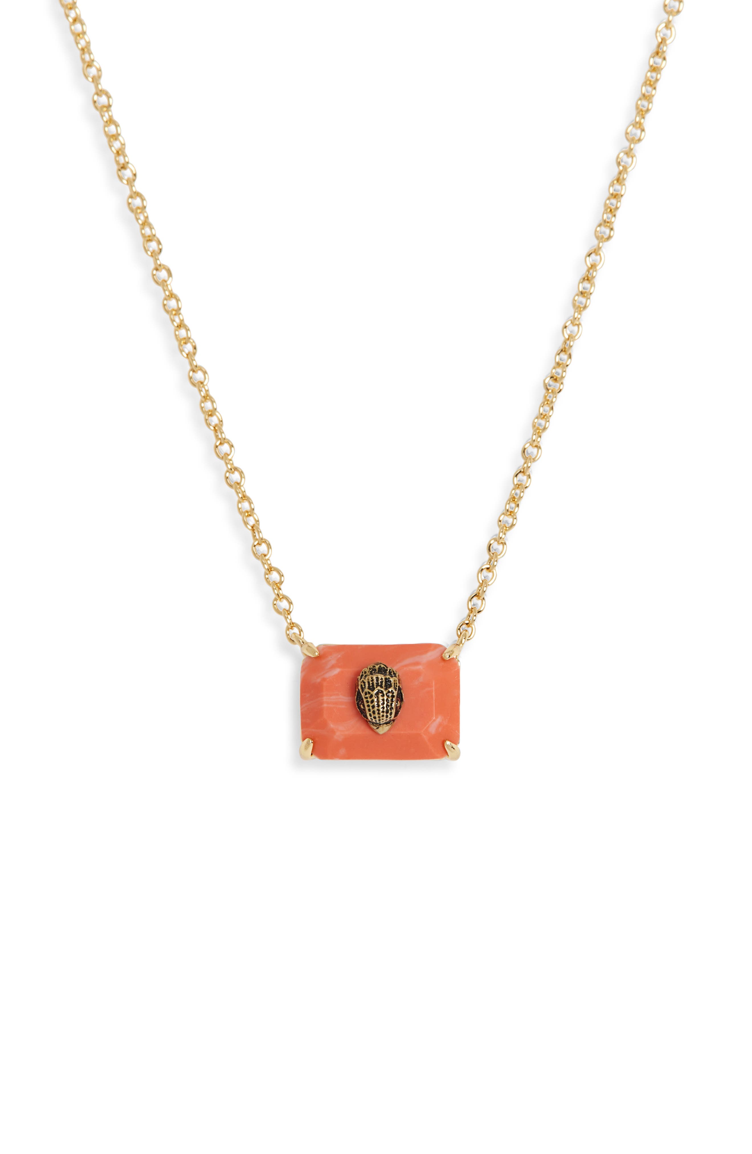 Kurt Geiger London Emerald Cut Turquoise Eagle Pendant Necklace