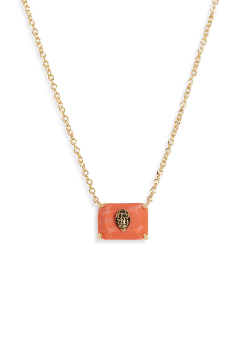 Emerald Cut Turquoise Eagle Pendant Necklace, Main, color, ORANGE