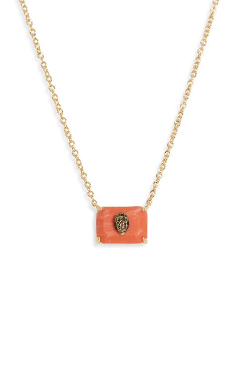 Emerald Cut Turquoise Eagle Pendant Necklace