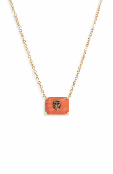 Kurt Geiger London Emerald Cut Turquoise Eagle Pendant Necklace