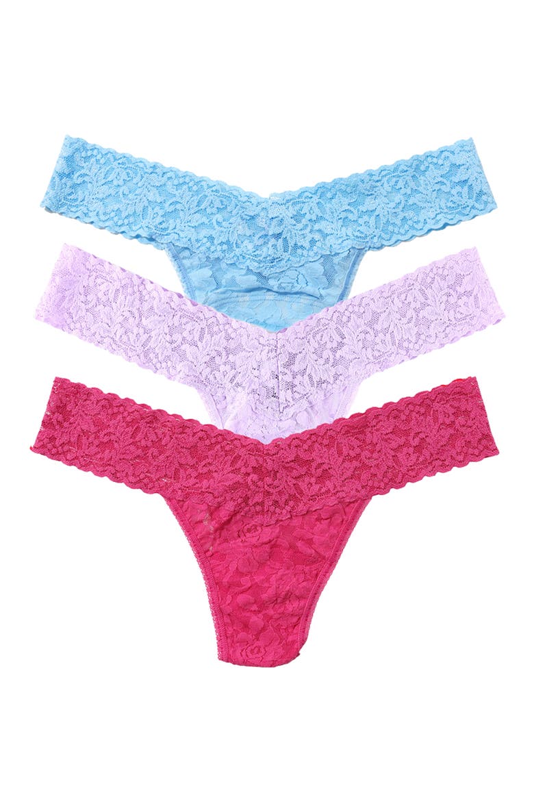 Matchbox Assorted 3-Pack Low Rise Thongs, Main, color, CLOUDY BLUE/ LAVENDER/ CORAL
