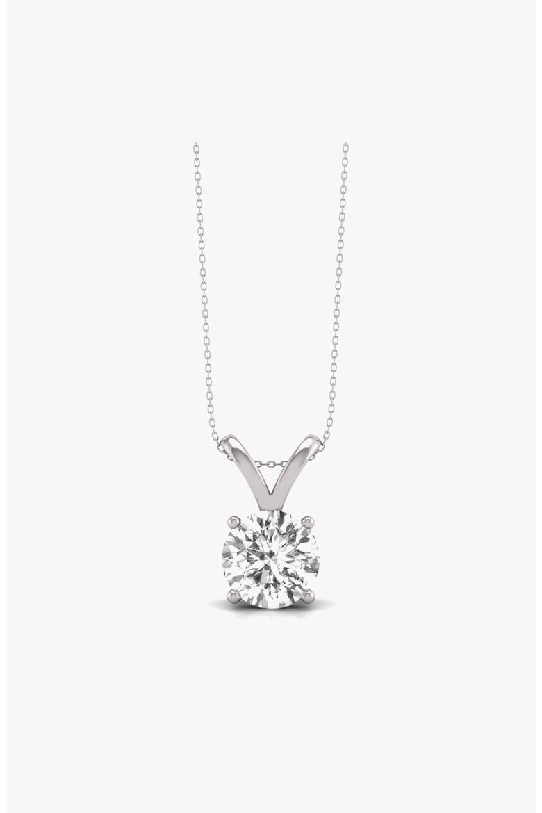 14K Gold 0.5 ct Lab-Grown Diamond Classic Solitaire Pendant, Main, color, White Gold