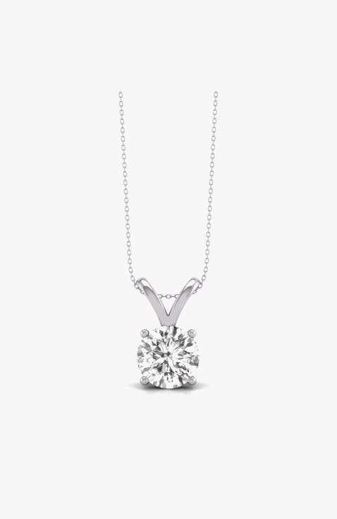 14K Gold 2 ct Lab-Grown Diamond Classic Solitaire Pendant