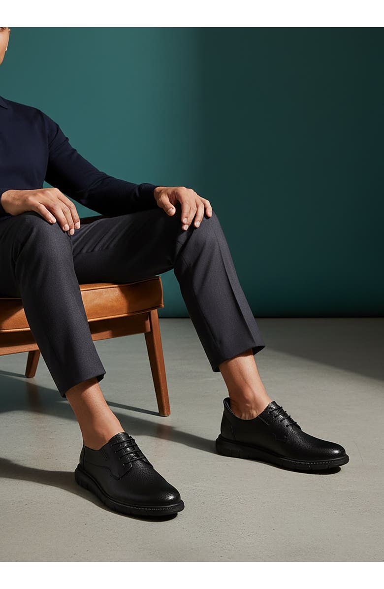 Marc Joseph New York Cloud Street Hands Free Technology Leather Plain Toe Casual Oxford, Alternate, color, Black Grainy Leather/Black