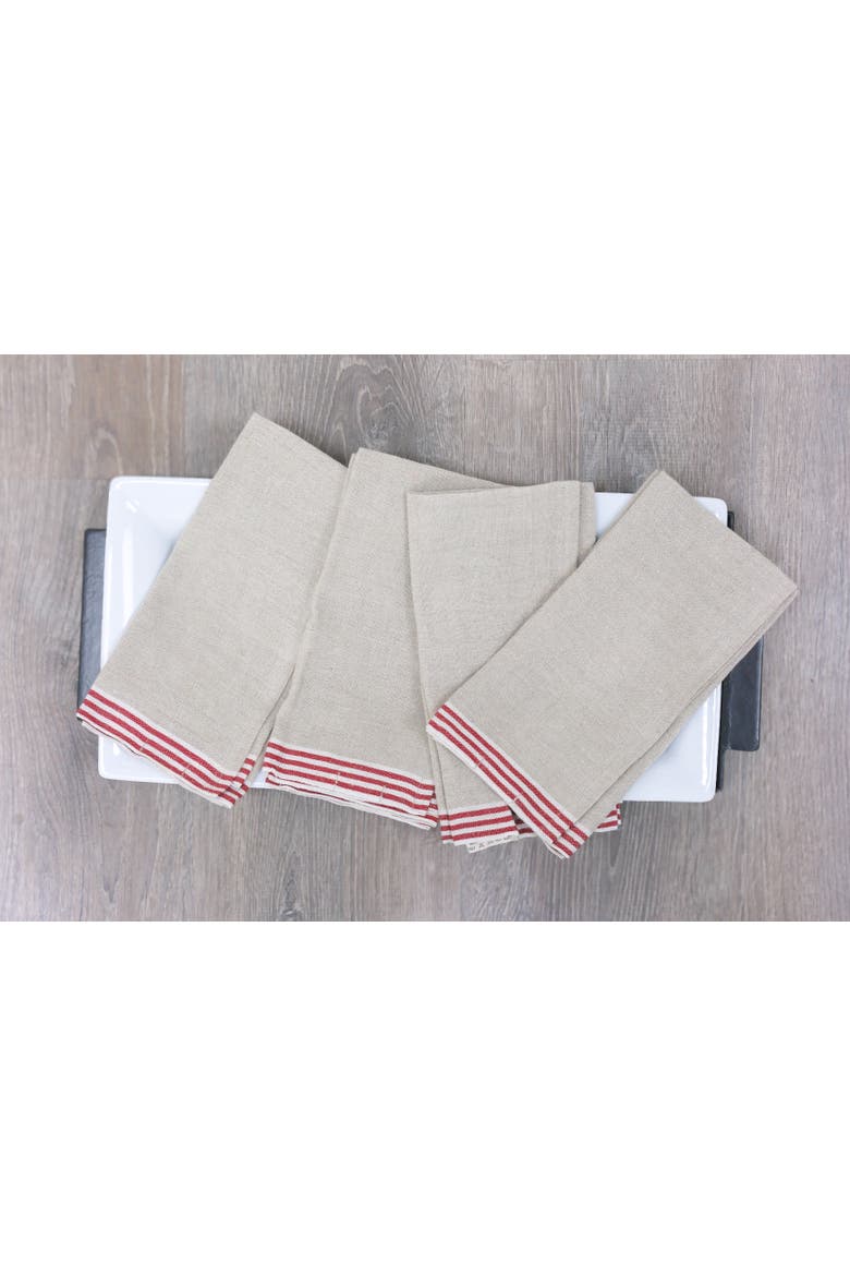 Alsace Napkins - Set of 4, Alternate, color, Natural, Red 20" x 20"