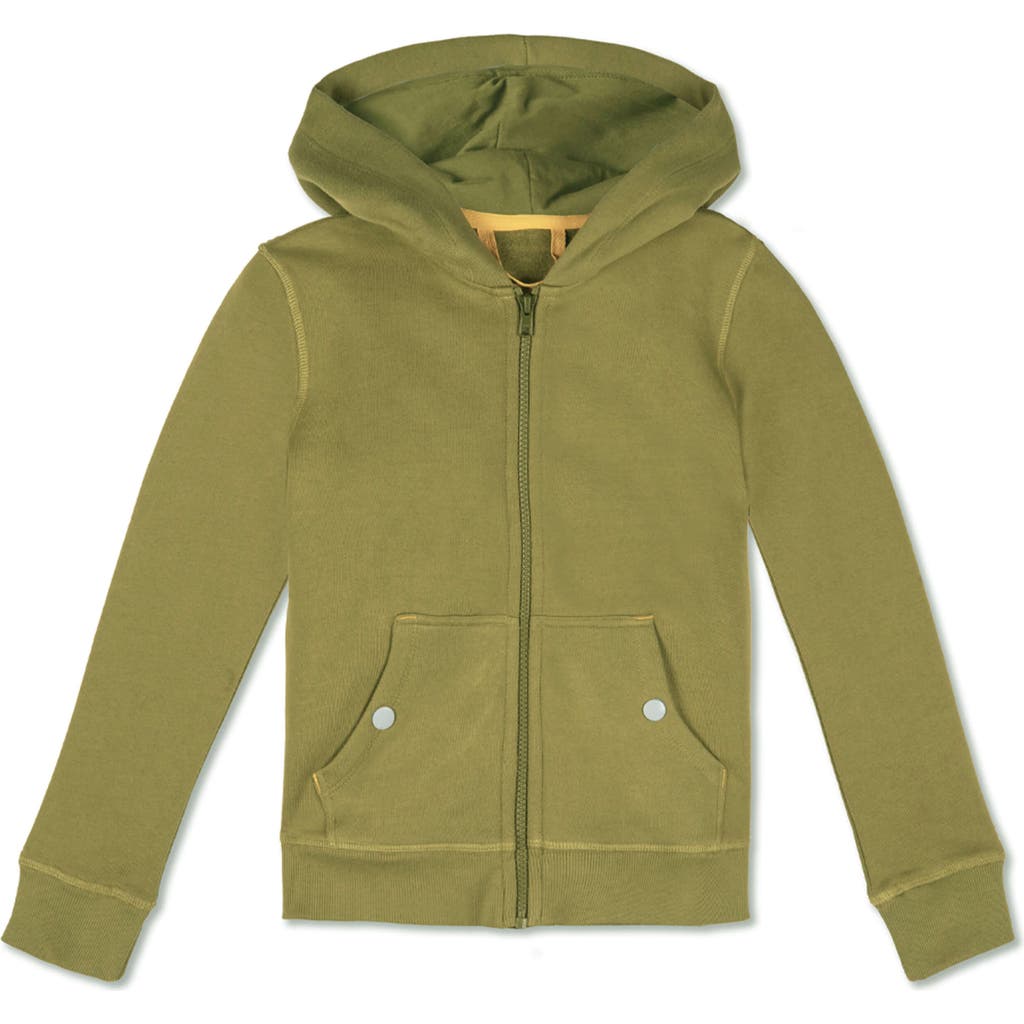 Shop Mightly Organic Cotton Zip Up Pocket Hoodie In Olive